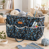Woolique Studio Large Quilted Yarn Storage Tote Bag - Crochet & Knitting Project Organizer