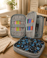 Woolique Studio Crochet Hook Case - Portable Crochet Tool Organizer for Yarn Projects