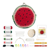 Watermelon Crochet Coin Purse Kit with Metal Kiss Clasp – DIY Crochet Bag for Beginners, Complete Kit with Video Tutorial and Detailed Instructions