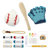 Baseball Crochet Keychain Kit product photo with Woolique craft details for makers