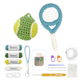 Woolique Studio Tennis Crochet Keychain Kit - Beginner Friendly DIY Bag Charm, Video Tutorials