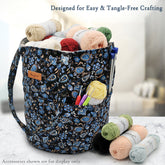 Yarn storage bag product photo for Large Drawstring Yarn Project Bag, with Woolique craft details