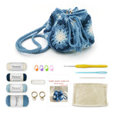 Granny square crochet kit product photo for Sunflower Granny Square Crochet Bag Kit, with Woolique craft details