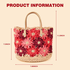 Kit for Intermediate or Advanced Level, Floral Raffia Bucket Bag, Purse, Step by Step Video Tutorial, Detailed Instruction Complete Kit Craft Supplies Holiday Gift