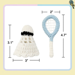 Badminton Crochet Keychain Kit product view 2 with Woolique craft details for makers