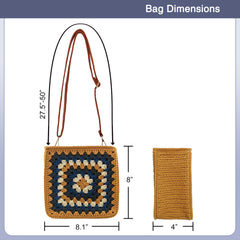 Crochet Kit Granny Square Crochet Bag Kit – DIY Felt Purse with Hook, Wool Yarn, Markers, Guide & Video – for Intermediate or Ambitious Beginners