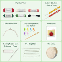 Watermelon Crochet Coin Purse Kit with Metal Kiss Clasp – DIY Crochet Bag for Beginners, Complete Kit with Video Tutorial and Detailed Instructions