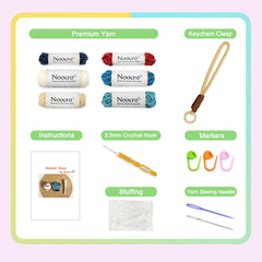 Woolique Studio Baseball Crochet Keychain Kit - Beginner Friendly DIY Bag Charm, Video Tutorials
