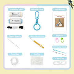Woolique Studio Badminton Crochet Keychain Kit - Beginner Friendly DIY Bag Charm, Video Tutorials