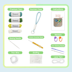 Woolique Studio Tennis Crochet Keychain Kit - Beginner Friendly DIY Bag Charm, Video Tutorials