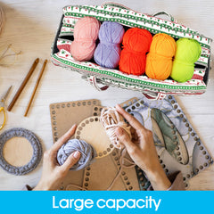Yarn Storage Organizer, Knitting Crossbody Bag, Large Crochet Tote Bag Yarn Holder Case for Carrying Projects, Knitting Needles, Crochet Hooks and Other Accessories