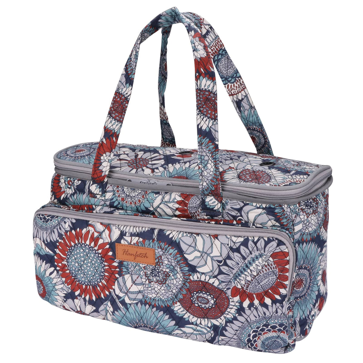 woolique knitting project bag, multi - colored sunflower printed quilted bag