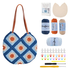 Kit for Advanced or Intermediate Beginner, Step by Step Video Tutorial and Detailed Guide Instruction DIY Craft Supplies for Adult and Kid with Complete Kit for Granny Square Tote Bag