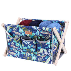 Woolique craft storage box, navy with teal floral and lizard print