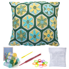 Kit for Advanced or Intermediate Beginner DIY Granny Square Pillow with Step by Step Tutorial Video and Detailed Instruction Complete Kit Craft Supplies Holiday Gift for Adults and Kids