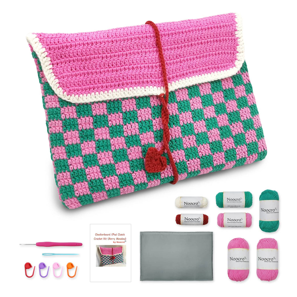 Kit iPad Clutch with Cushioned Lining, DIY Handmade Tablet Sleeve, Complete Kit, Detailed Instructions, Step by Step Video Tutorial, Beginner-Friendly, Intermediate Crocheter Craft Set