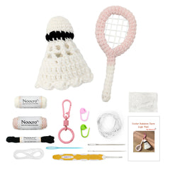 Woolique Studio Badminton Crochet Keychain Kit - Beginner Friendly DIY Bag Charm, Video Tutorials