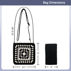 Crochet Kit Granny Square Crochet Bag Kit – DIY Felt Purse with Hook, Wool Yarn, Markers, Guide & Video – for Intermediate or Ambitious Beginners
