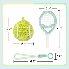 Woolique Studio Tennis Crochet Keychain Kit - Beginner Friendly DIY Bag Charm, Video Tutorials