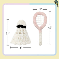 Woolique Studio Badminton Crochet Keychain Kit - Beginner Friendly DIY Bag Charm, Video Tutorials