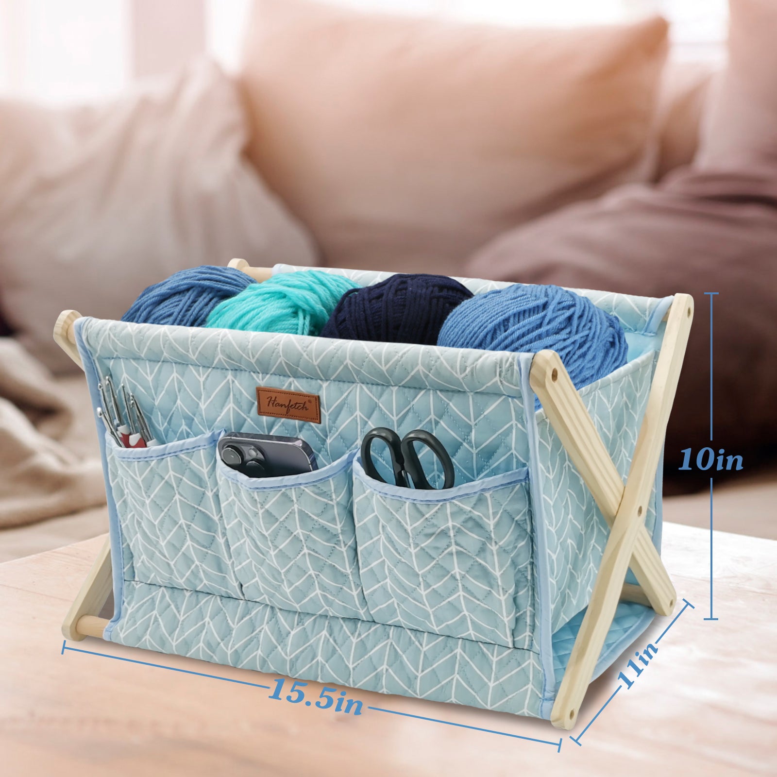 Large Yarn Caddy Organiser product view 26 with Woolique craft details for makers