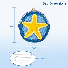 Crochet purse kit product view 2 for Starfish Crochet Coin Purse Kit, with Woolique craft details