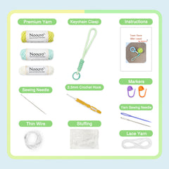 Woolique Studio Tennis Crochet Keychain Kit - Beginner Friendly DIY Bag Charm, Video Tutorials