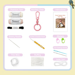 Woolique Studio Badminton Crochet Keychain Kit - Beginner Friendly DIY Bag Charm, Video Tutorials