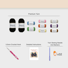 Granny Square Crochet Tank Top Kit – DIY Yarn Kit with Hook, Stitch Markers, Detailed Guide & Video Tutorial – for Intermediate or Ambitious Beginners