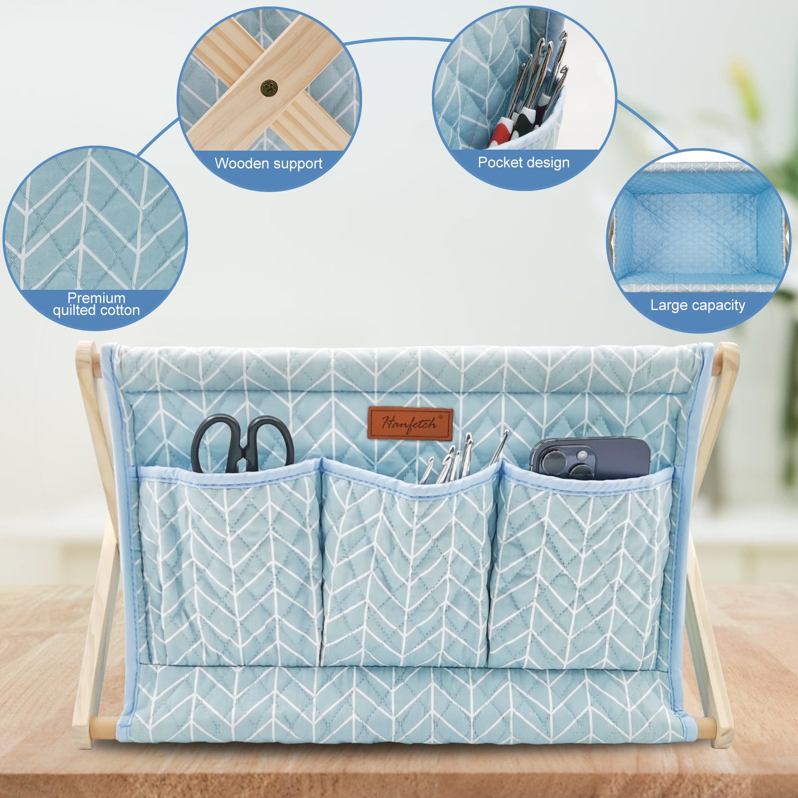 Large Yarn Caddy Organiser product view 27 with Woolique craft details for makers