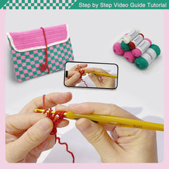 Kit iPad Clutch with Cushioned Lining, DIY Handmade Tablet Sleeve, Complete Kit, Detailed Instructions, Step by Step Video Tutorial, Beginner-Friendly, Intermediate Crocheter Craft Set