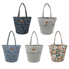 Woolique Studio Large Drawstring Yarn Project Bag - Shoulder Craft Organizer with Feed Holes