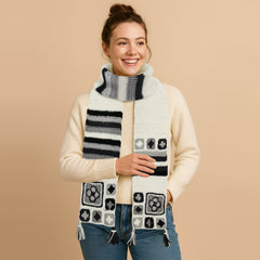 Granny Square Scarf Crochet Kit – Complete Yarn Kit with Crochet Hook, Markers, and Other Accessories, Detailed Instruction & Video Tutorial – for Intermediate or Ambitious Beginners