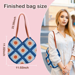 Kit for Advanced or Intermediate Beginner, Step by Step Video Tutorial and Detailed Guide Instruction DIY Craft Supplies for Adult and Kid with Complete Kit for Granny Square Tote Bag