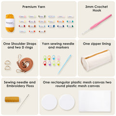 Kit for Cylindrical Bucket Bag, Purse, Complete DIY Kit with Detailed Instructions, Video Tutorials, for Beginners with Basic Crochet Knowledge or Intermediate and Advanced Crocheters