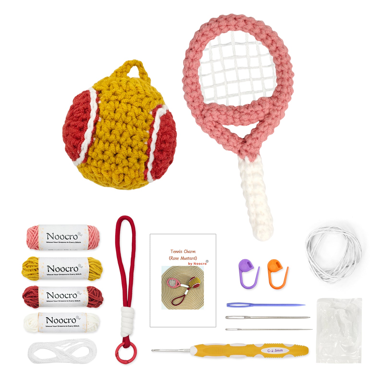 Tennis Crochet Keychain Kit product view 13 with Woolique craft details for makers