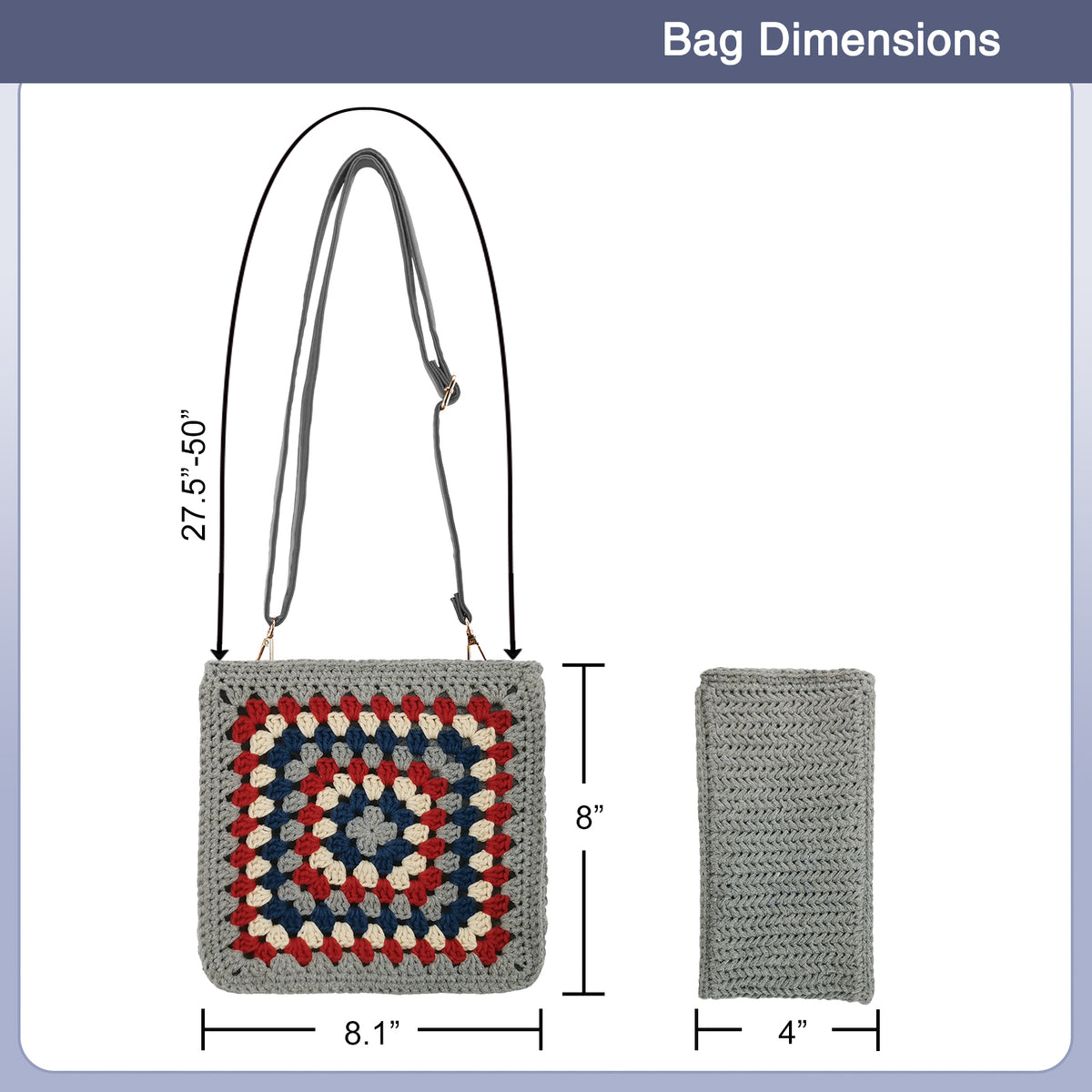 Granny square crochet kit product view 20 for Granny Square Felt Purse Crochet Kit, with Woolique craft details