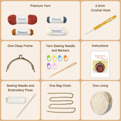 Mandala Crochet Coin Purse Kit with Metal Kiss Clasp – Boho Floral DIY Crochet Bag for Intermediate or Experienced Crocheter, Complete Kit Includes Video Tutorial and Detailed Instructions