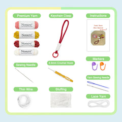 Woolique Studio Tennis Crochet Keychain Kit - Beginner Friendly DIY Bag Charm, Video Tutorials