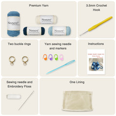 Kit Granny Square Shumai Bag, Purse, Complete DIY Kit, Detailed Instructions, Video Tutorials, for Beginners or Intermediate and Advanced Crocheters
