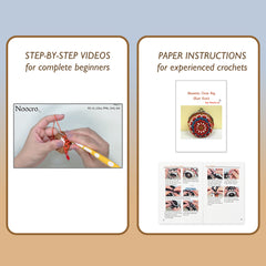 Mandala Crochet Coin Purse Kit with Metal Kiss Clasp – Boho Floral DIY Crochet Bag for Intermediate or Experienced Crocheter, Complete Kit Includes Video Tutorial and Detailed Instructions