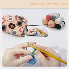Granny Square Crochet Tank Top Kit – DIY Yarn Kit with Hook, Stitch Markers, Detailed Guide & Video Tutorial – for Intermediate or Ambitious Beginners