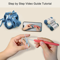 Kit Granny Square Shumai Bag, Purse, Complete DIY Kit, Detailed Instructions, Video Tutorials, for Beginners or Intermediate and Advanced Crocheters