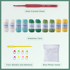 Kit for Advanced or Intermediate Beginner DIY Granny Square Pillow with Step by Step Tutorial Video and Detailed Instruction Complete Kit Craft Supplies Holiday Gift for Adults and Kids