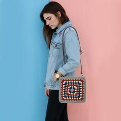 Crochet Kit Granny Square Crochet Bag Kit – DIY Felt Purse with Hook, Wool Yarn, Markers, Guide & Video – for Intermediate or Ambitious Beginners