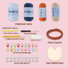 Kit for Advanced or Intermediate Beginner, Step by Step Video Tutorial and Detailed Guide Instruction DIY Craft Supplies for Adult and Kid with Complete Kit for Granny Square Tote Bag