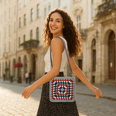 Crochet Kit Granny Square Crochet Bag Kit – DIY Felt Purse with Hook, Wool Yarn, Markers, Guide & Video – for Intermediate or Ambitious Beginners
