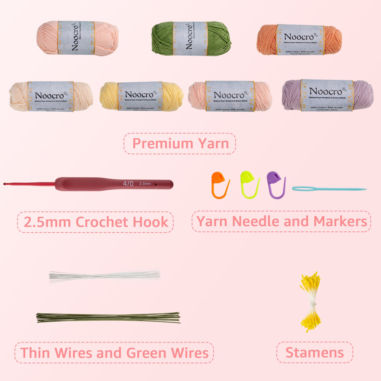Flower crochet kit product view 3 for Tulip Bouquet Crochet Kit, with Woolique craft details