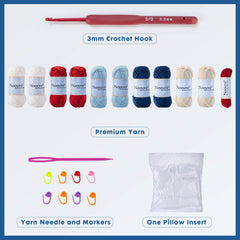 Kit for Advanced or Intermediate Beginner DIY Granny Square Pillow with Step by Step Tutorial Video and Detailed Instruction Complete Kit Craft Supplies Holiday Gift for Adults and Kids