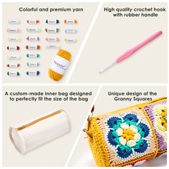 Kit for Cylindrical Bucket Bag, Purse, Complete DIY Kit with Detailed Instructions, Video Tutorials, for Beginners with Basic Crochet Knowledge or Intermediate and Advanced Crocheters